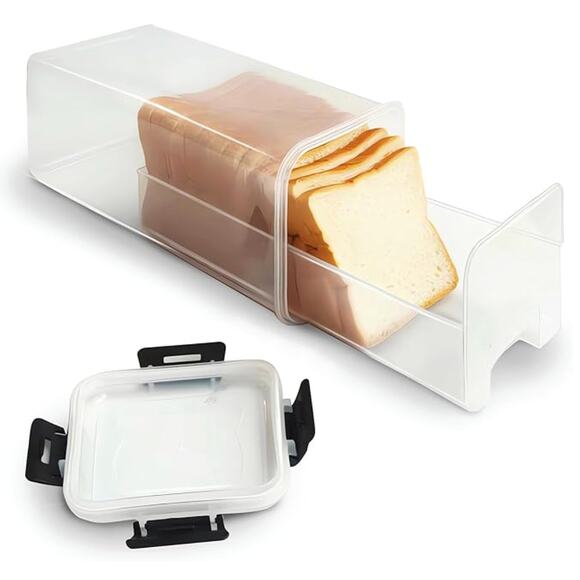 Bread Storage Container with drawer Tray, Airtight Lid, Bread Holder- Clear - Picture 1 of 3